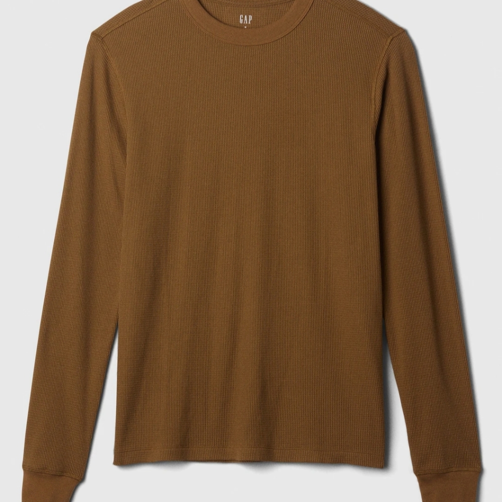 GAP Factory Waffle-Knit Crewneck T-Shirt. Palomino Brown.Size: L - Picture 5 of 8